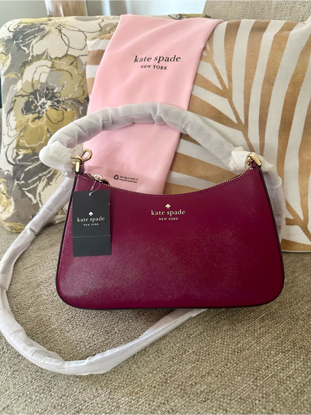 kate spade Plum Madison Faux Pearl Convertible Crossbody Bag - Picture 4 of 12